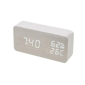 FiBiSonic de la Moda de Alta Calidad Multi-función de Reloj despertador Digital, de Madera Reloj de Escritorio con Control de Voz Ajustable