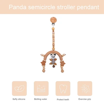 1pc Bebé de Juguete de Panda Móvil de Cuna Nombre de Personalizar la Cama de la Campana de Silicona Bebé Sonajeros de Madera Chupadero Chupete Titular de la Dentición del Bebé
