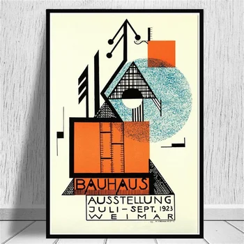 Carteles y Grabados de la Bauhaus Ausstellung 1923 Weimer Exposición de Arte de Pared Foto Lienzo de Pintura para la Habitación de Decoración para el Hogar en Marco de Madera