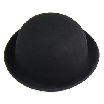 1Piece Melón Sombrero Hongo de Sombrero Bombín de Fieltro Chaplin Sombrero de Montar (Negro)