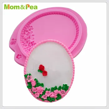 Mom&Pea MPA1833 Flor Espejo en Forma de Silicona Molde de la Torta de la Decoración de la Tarta Fondant en 3D de moldes de Grado alimenticio