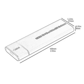 Portátil USB 3.1 Tipo C A M. 2 M-Clave PCIe NVMe Ultra Slim SSD Recinto de 10 gbps de Aleación de Aluminio de Plug and Play