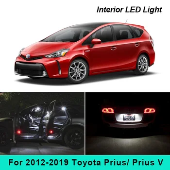 12Pcs Blanco Brillante de las Luces LED en el Interior del Paquete Kit Para 2012-2019 Toyota Prius/ Prius V Mapa de la Cúpula del Tronco de Licencia de la Luz de la Placa