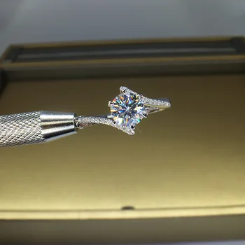Sólido 18K 750Au de Oro 3ct Moissanite Anillo de Diamantes D color VVS Con certificado nacional de MO-00112