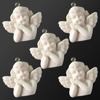 5PCS Ala de Ángel Encantos 3D de Resina Lindo Cupido del Collar de la Pulsera de los Resultados de Joyería Colgante de Collar Eardrop Aretes Accesorios