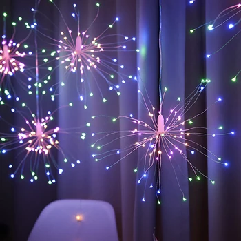 Guirnalda de Luces al aire libre de Fuegos artificiales Luces de Navidad LED de Alimentación de la Cadena de Alambre de Cobre de Hadas Luces de la Fiesta de Navidad de la Decoración de la Lámpara