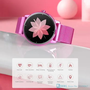 Ronda de Reloj Inteligente Mujeres Smartwatch de la Electrónica Inteligente Reloj Para Android IOS Fitness Tracker Full Touch Bluetooth Smart-watch