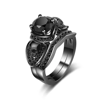 Punk, Hip-hop anillos para las mujeres de halloween de la joyería de oro negro retro anillos Esqueleto Anillo cubic zirconia anillo de los anillos de pareja de Regalo nuevo