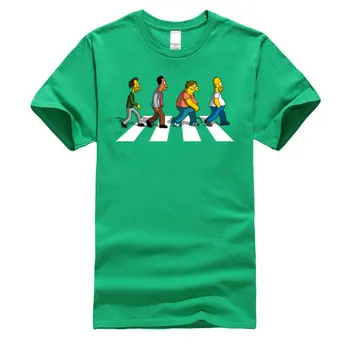 Bart Abbey Road Familia de Hip hop camisetas Camiseta de Puro Algodón de Manga Corta Casual de Camisetas de Cuello de Tripulación de Descuento Camiseta para los Hombres