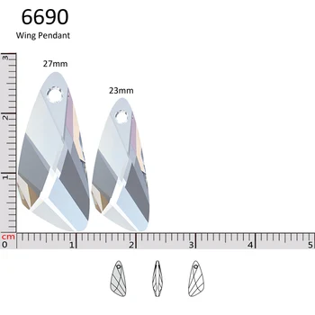(1 pieza) Originales cristal de Swarovski 6690 Ala colgante en Austria suelta perlas de diamantes de imitación para la fabricación de la joyería de BRICOLAJE