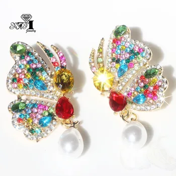 YaYi Moda de la Joyería de Múltiples Cristal de diamante de imitación de Cristal Cuelgan Aretes de Niñas Señora de las Mujeres de sus largas orejas Tacos de aros Aretes de Gemas de Regalo