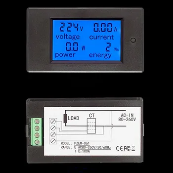 0-100 A la CA DC Voltímetro Digital Amperímetro Vatímetro de Energía el Medidor de Energía Grande LED de Retroiluminación de la Pantalla Amperímetro Voltímetro Multímetro
