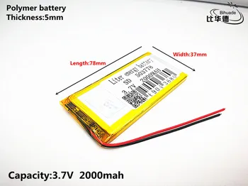 10pcs Litro de energía de la batería de Buen Qulity 3.7 V,batería de 2000mAH,503778 de Polímero de litio ion / Li-ion de la batería de JUGUETE,BANCO de POTENCIA,GPS,mp3,mp4