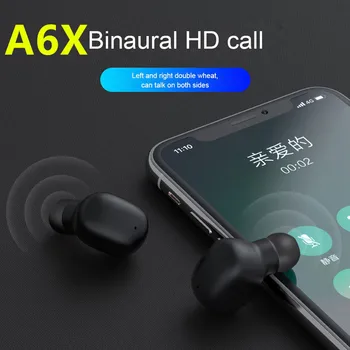 A6X 5.0 TWS Auricular Bluetooth Inalámbrico de Auriculares Auriculares con Cancelación de Ruido Micrófono para Xiaomi iPhone, Huawei, Samsung hailou gt1