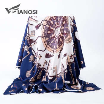 [VIAONS] Moda Mujer Bufanda de Seda Cuadrado 100*100cm Pañuelo Bandana Impresión Foulard Femme Sjaal WJ812