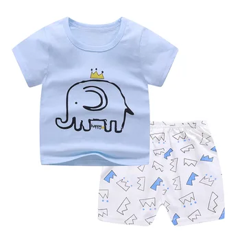ZWF147 de verano ropa de bebé algodón de dibujos animados de dibujos animados de los niños traje de cuerpo de los niños juego de ropa de disfraces para niños y niñas de venta minorista