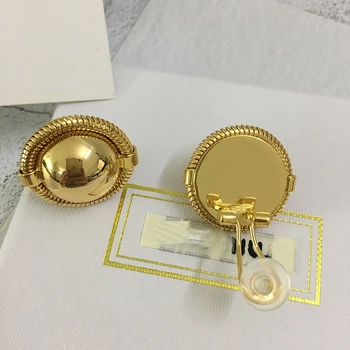 2020 nuevas latón pulido de oro de color plateado clásico de la moda simple círculo del oído pendientes de clip