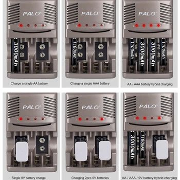 PALO 1.2 V AA AAA cargador de batería de 9V nimh cargador de pilas recargables de 1.2 V AA AAA 9V Batería de NiMh NiCd
