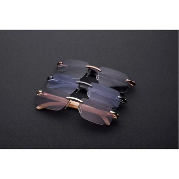 Natural Cuerno Hombre de las Gafas de sol UV400 gafas sin Montura Rectángulo de Gafas Para los Hombres de la Vendimia de las Gafas de sol Con Caja,Tamaño de la caja:58-17-140mm