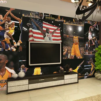 Mundo Estrella Kobe Bryant fondo de pantalla en 3d para Pared de la Sala Papeles de Decoración para el Hogar en 3 d en Relieve No Tejido Mural Rollos de Fondo
