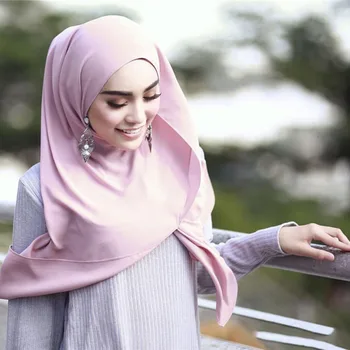 Imitación Bufanda de Seda para las Mujeres Chal de Satén Suave Bufandas Chales Pañuelo Musulmán Hiyab Cabeza se Envuelve Pañuelo en la cabeza Hijabs Diadema
