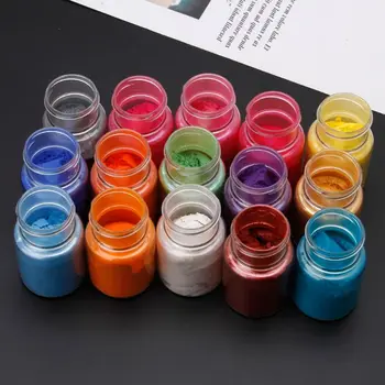 15 Colores Mica en Polvo de Resina Epoxi Tinte Pigmento de la Perla Natural de Mica Mineral en Polvo F3MF