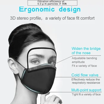 4Pcs Anti-polvo de la Máscara de la Cara Cubierta Con protector de Ojos de Algodón Lavable Filtro de PM2.5 Anti Neblina Boca Máscaras De Filtro De Carbón Activado