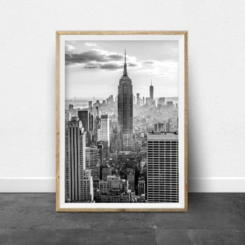 Blanco y negro Ciudad de Nueva York Lienzo de Pintura del Puente de Brooklyn y Plana de Hierro Afiches Impresiones de Arte de la Pared para la Sala de estar Decoración para el Hogar Cuadros