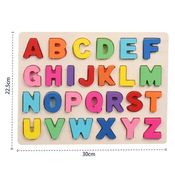Los niños de Madera 3D Alfabeto Número de Rompecabezas de la Junta de Bebé Carta Digital Geométricas Montessori de Educación Temprana Juguetes Para el Niño