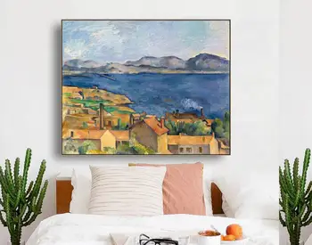 Estek de la Bahía de Marsella Cezanne Arte de Pared de Impresión del Cartel de la Lona Pintura Caligrafía Decoración de la Imagen para la Sala de estar Decoración para el Hogar