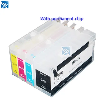 Marca 4pcs de Tinta Recargables cartuchos de reemplazo para HP 711 711XL Designjet T120 T520 de la impresora con el chip de envío gratis