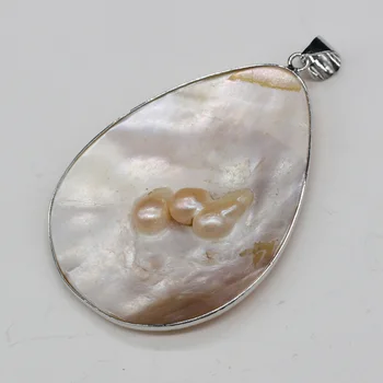 Natural de la Perla Perlas de Shell Encantos Gota de Agua Madre de Concha de Perla Colgante para DIY Collar de la Joyería de Regalo Tamaño 45x66mm