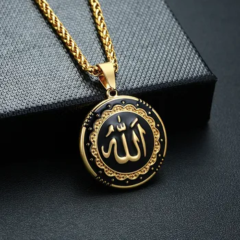 ZORCVENS Nuevo Oro/de la Plata de Color de Acero Inoxidable árabe Islámica Dios Alá Colgante de Collar de las Mujeres Musulmanas Encanto de la Joyería