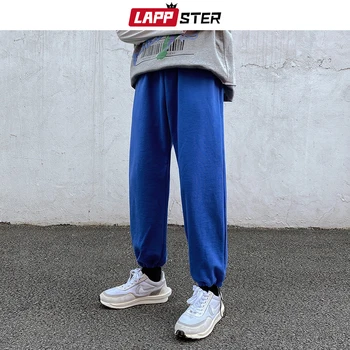 LAPPSTER Hombres Sólidos Japoneses Streetwear Deportivos de 2020 Mens 5 Colores Harajuku Corredores de Pantalones Masculinos Holgado de Algodón Negro Sudan