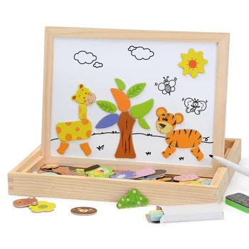 El aprendizaje del Dibujo de Madera Puzzle Magnético de los Estilos de Dibujo de la Junta directiva de la Caja de Juguetes Educativos de Regalo para Niños y Niñas de Preescolar