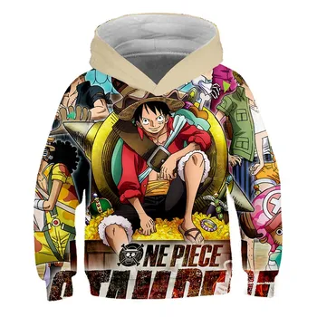 Anime One Piece Sudaderas con capucha de Impresión 3D de la Pullover Sudadera Mono Luffy Otoño y el invierno de poliéster de Chándal Traje Casual Prendas de vestir exteriores
