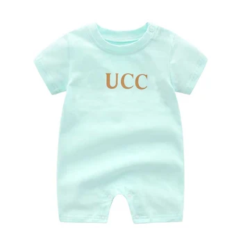 Nueva 2021 verano de la moda de estilo de Letra de ropa de bebé niño Blanco rosa verde de algodón de manga Larga de bebé recién nacido de las niñas Mameluco de 0-24 meses