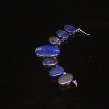 7pcs/set Naturales Lapislázuli Plana y Ovalada se Graduó Colgantes,Superior Perforado Piedra Azul Joyas de la Losa Suelta Perlas Collares de la Joyería