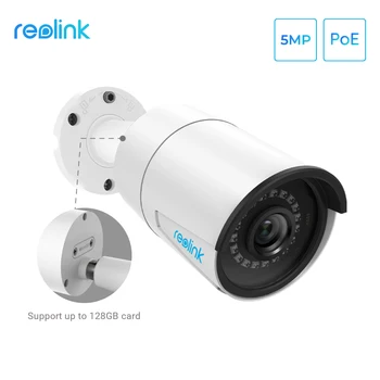 Reolink ip al aire libre de la cámara de 5MP PoE impermeable Infrarroja de la visión nocturna de la tarjeta SD de la ranura de Onvif de la bala de la vigilancia del video casero RLC-410
