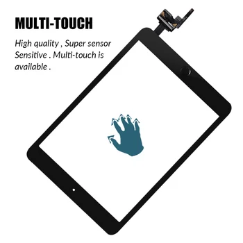 Pantalla táctil Para el iPad Mini 3 Mini3 Táctil de Cristal Digitalizador de Pantalla Botón de Inicio Con IC Conector Para el iPad mini 3 A1599 A1600 A1601