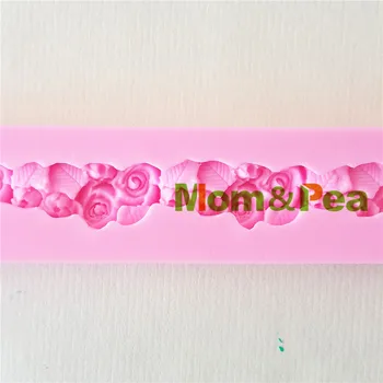 Mom&Pea 1326 Envío Libre de la Flor de la Cinta Deco de Silicona Molde de la Torta de la Decoración de la Tarta Fondant en 3D de moldes de Grado alimenticio
