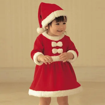 La Navidad Bebé De Santa Claus Traje De Bebé Cosplay Ropa De Niños De Manga Larga De Niño De Las Niñas Vestido Rojo Lindo Bebé Bebé Vestido De Invierno