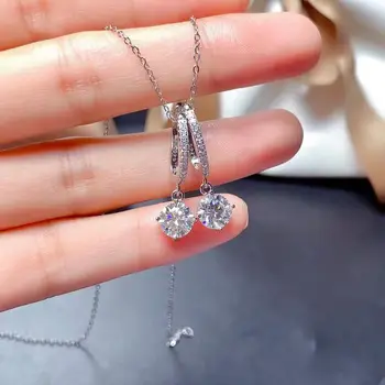 Plata de ley 925 aretes de estilo Clásico de la joyería de Diamantes Mosa diamante 1CT forma Circular 5mmx2 pendientes de la Fiesta de la Boda regalo de ea