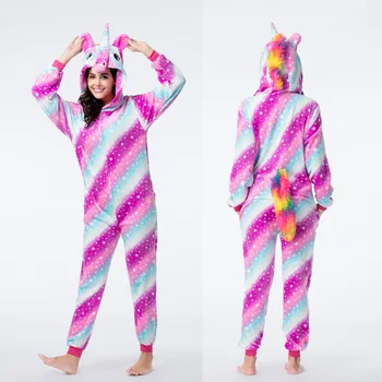 Conjunto de Kigurumi de las Mujeres Pijamas de Animales Panda Unicornio Niños Pijamas para Niñas Ropa de Niños ropa de hogar de Invierno Pijamas ropa de dormir Mamelucos