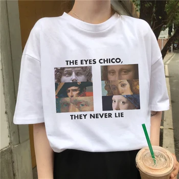 Mujeres T-shirts Harajuku Los Ojos de Chico Que Nunca Miente Camisetas Gótico de la Vendimia Femenina camiseta Divertida Impresión Gráfica Casual Camiseta