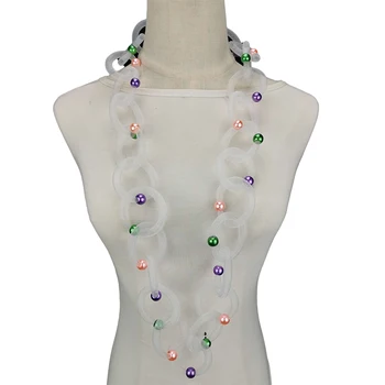 UKEBAY Nuevo Cielo Azul Gargantilla Collares Largos hechos a Mano de la Perla del Collar de las Mujeres de Lujo de la Joyería del Partido de la Boda Accesorios Suéter Cadena