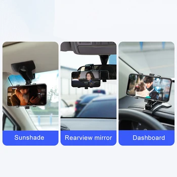 Teléfono para coche Titular Espejo Retrovisor de Montaje de 360 Grados Universal Para el IPhone Teléfono Móvil del coche del GPS cosas