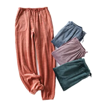 2020 Nuevo Invierno de las Mujeres Pantalones de Pijama de Franela Salón llevar a Casa los Pantalones para las Mujeres de Invierno Cálido Hogar Pantalones de ropa de hogar Gruesa Ropa de Hogar