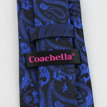 Coachella Lazos Azul Real Nudo de Contraste de color Azul Oscuro con Azul de Paisley de Lazo de Corbata Jacquard Formal Corbata 8,5 cm