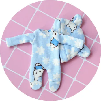 Ob11 ropa de bebé lindo mono pijama sombrero adecuado para obitsu 11 GSC cabeza de arcilla 1/12 bjd la ropa de la muñeca accesorios